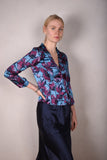 Bifty. Shirt/jacket in Stretch Silk Satin with covered buttons 