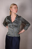 Bifty. Shirt/jacket in Stretch Silk Satin with covered buttons 