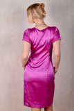 Pippina Stretch silk dress w. short sleeves and square neckline 