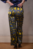 Norma, Semi-wide legged  trousers in Stretch satin Silk. "Sand Reef"