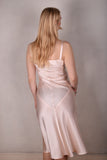 Pallas Midi length , bias cut "slip" dress in  Stretch silk 95% silk/5% elastan, "Oyster"