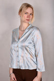 Bifty. Shirt/jacket in Stretch Silk Satin with covered buttons "Lightly"