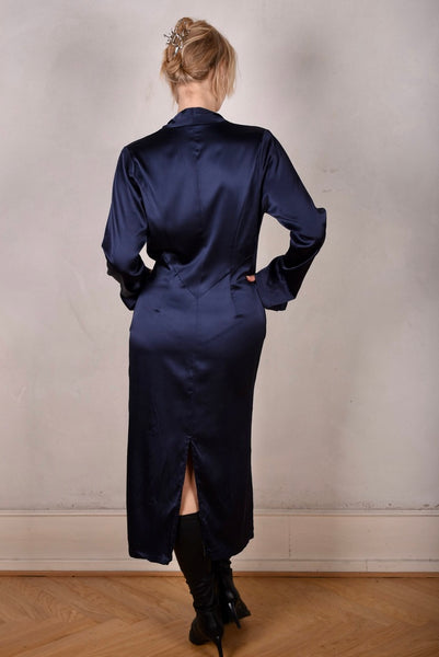 Double Silk Coat-dress in print "Angel-Nulle" +" Midnight Blue"