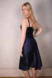 Pallas Midi length , bias cut "slip" dress in  Stretch silk 95% silk/5% elastan, Midnight Blue