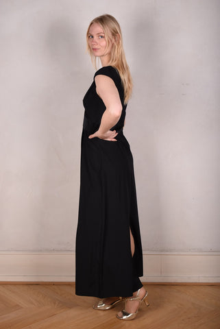 Magnifique. Lang kjole i Silke stretch satin 95%silke-5%elastan "Black"