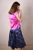 Tango, skirt in stretch silk satin, 95%silk/5% elastane. Print 