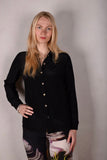 Tamie-crepe. 100% Silk crepe shirt. Black