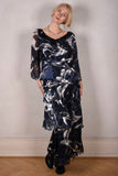 Nyn-Frida, The "magic" dress in layers, with 4/5 sleeves "Black & Blue"