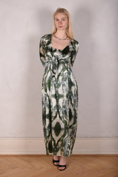 My-Long, Stretch silk maxi length strap-dress. "Mar-Green"
