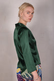 Bifty. Shirt/jacket in Stretch Silk Satin with covered buttons "Forrest"