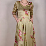 Jane. Stretch Silk midi-length dress with pockets (Khanut)