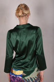 Bifty. Shirt/jacket in Stretch Silk Satin with covered buttons "Forrest"