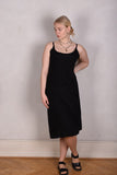 Feodora. Silk stretch crepe "slip" dress w. adjustable shoulder straps (Black)