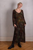 Indrea-Velvet Maxi dress kaftan-style, with pockets in Silk-Velvet devoré. Print 