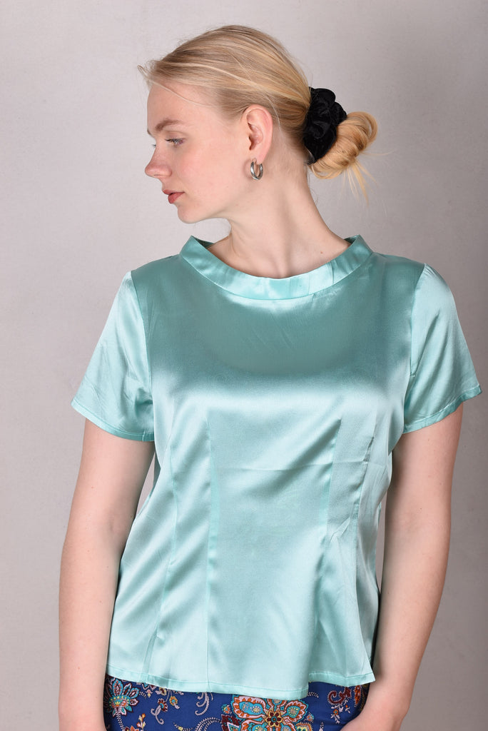 Shordrey. Silk stretch top, classic style. (Li-turqoise)