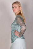 Nuette. Long sleeve blouse in 100% silk net (mesh) Print "Ligard"