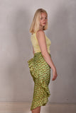 May-Hab Wrap skirt/dress/shawl in 100% silk Habotai. With frill."Nuponais, green"