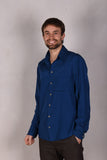 Man-Shirt. Shirt in Stretch Silk (95%silk/5%elastan) Col.: "True-Blue"