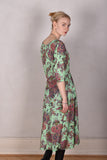 Jane. Stretch Silk midi-length dress with pockets (Greensley)