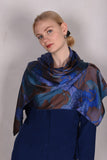 Shawl/scarf in 100% silk satin. 33X160 cm print: