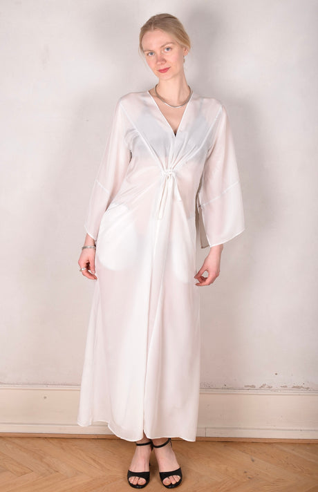 So-Long-cdc. Maxi tunic-caftan style dress in 100% silk. "Off-white" - Tone Barker Silk