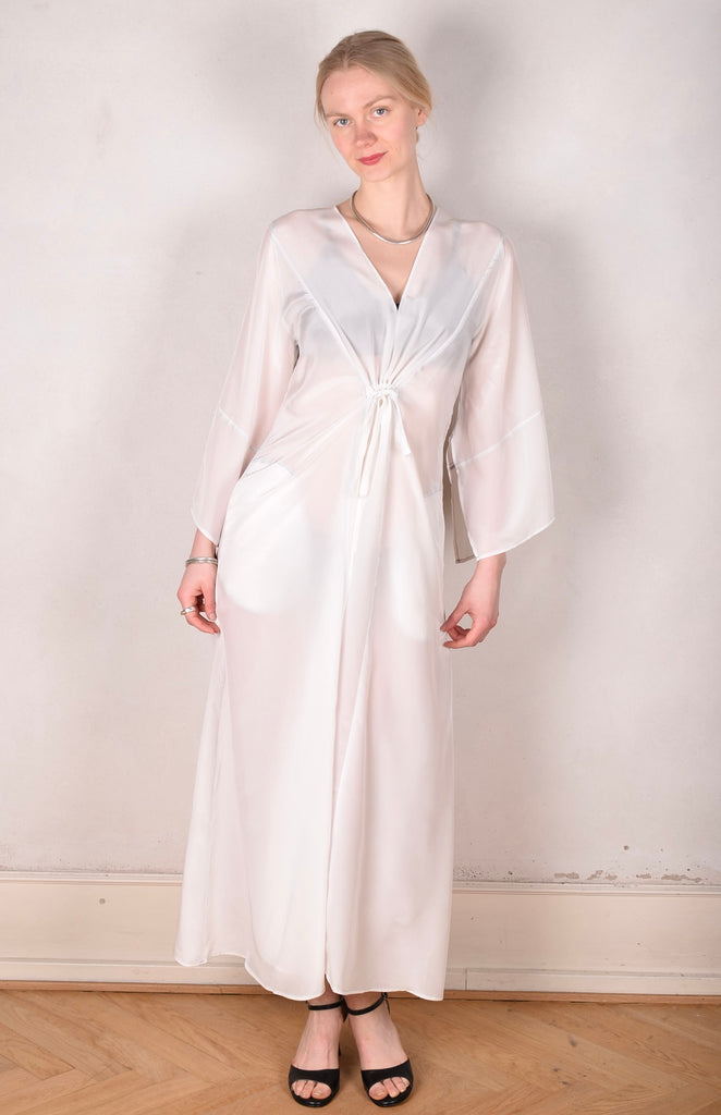 So-Long-cdc. Maxi tunic-caftan style dress in 100% silk. "Off-white" - Tone Barker Silk