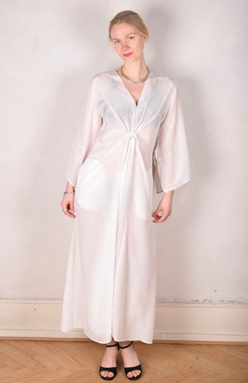 So-Long-cdc. Maxi tunic-caftan style dress in 100% silk. "Off-white" - Tone Barker Silk