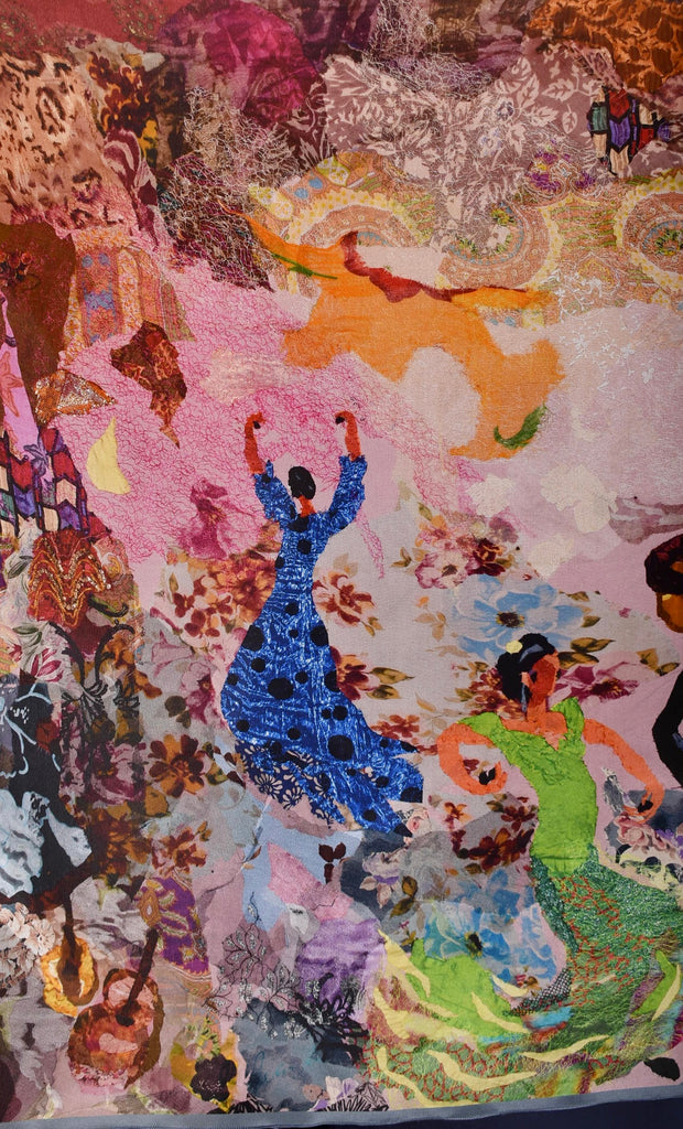 Artist Scarf. Silk Crepe-de-Chine 70X70 cm. "Danceband" by Nulle Oigaard - Tone Barker Silk