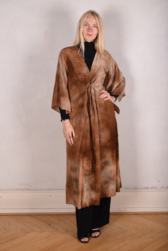 So-Long-cdc. Maxi tunic-caftan style dress in 100% silk. "Tie-dye-Dessert" - Tone Barker Silk