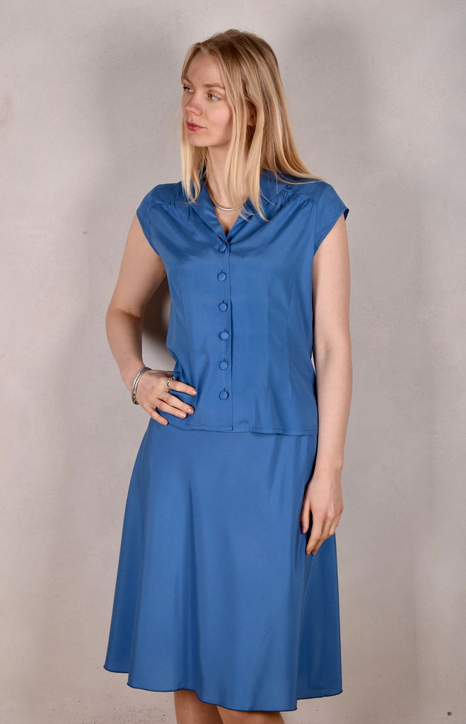 Tango, skirt in stretch silk satin, 95%silk/5% elastane. "Blupal" (Matte silk) - Tone Barker Silk