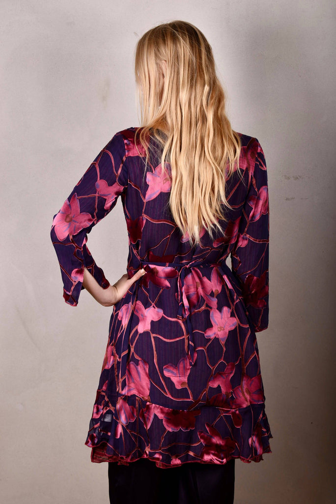 Reversible Silk dress "Ann-Line" Print combination "Renim/Ripe" - Tone Barker Silk
