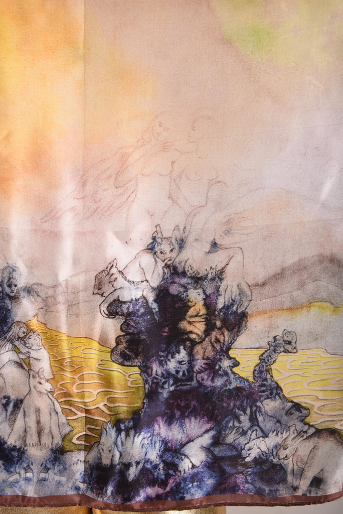 Artist Scarf. Silk Satin 70X70 cm. Boje Barker "Fantasy" - Tone Barker Silk