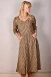 Jane. Stretch Silk midi-length dress with pockets (Ogard)