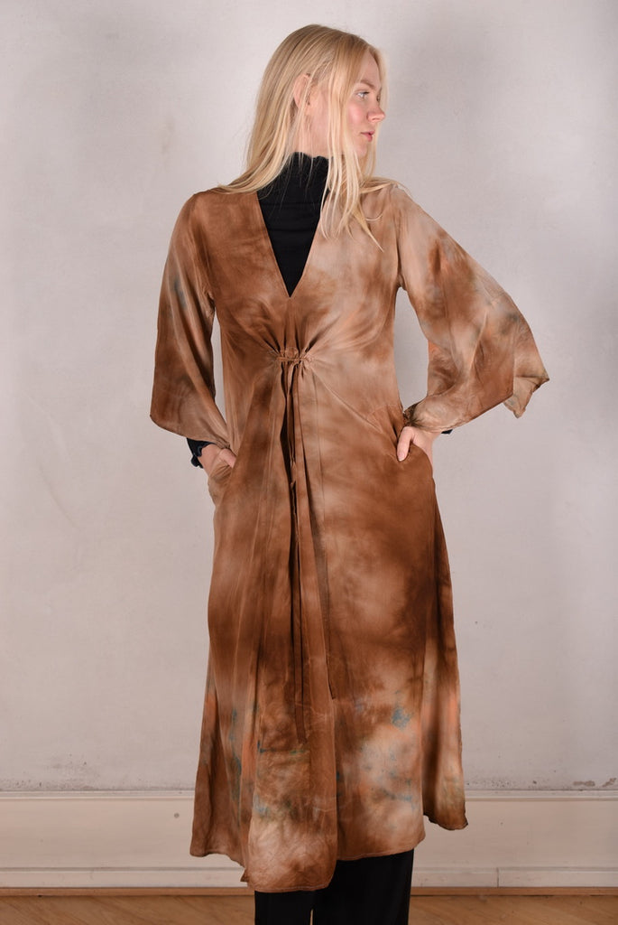 So-Long-cdc. Maxi tunic-caftan style dress in 100% silk. "Tie-dye-Dessert" - Tone Barker Silk