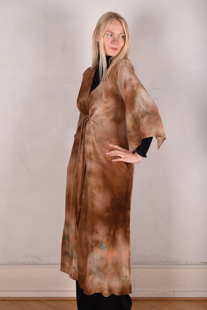 So-Long-cdc. Maxi tunic-caftan style dress in 100% silk. "Tie-dye-Dessert" - Tone Barker Silk