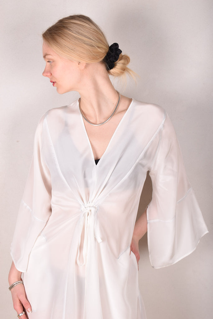 So-Long-cdc. Maxi tunic-caftan style dress in 100% silk. "Off-white" - Tone Barker Silk