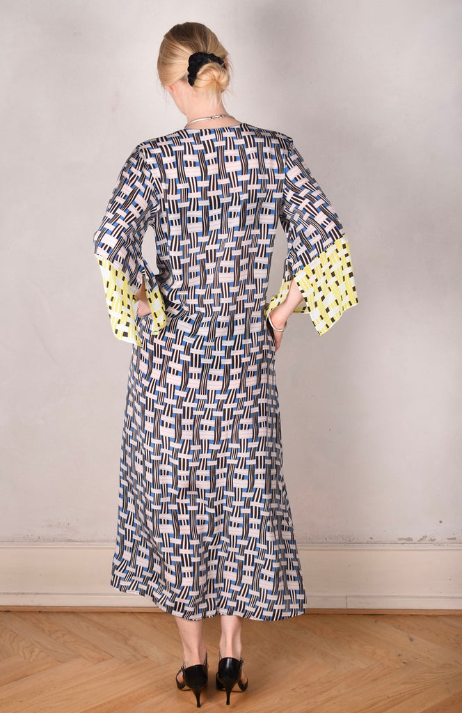 So-Long-cdc. Maxi tunic-caftan style dress in 100% silk. "Blasket/Yasket" combination. - Tone Barker Silk