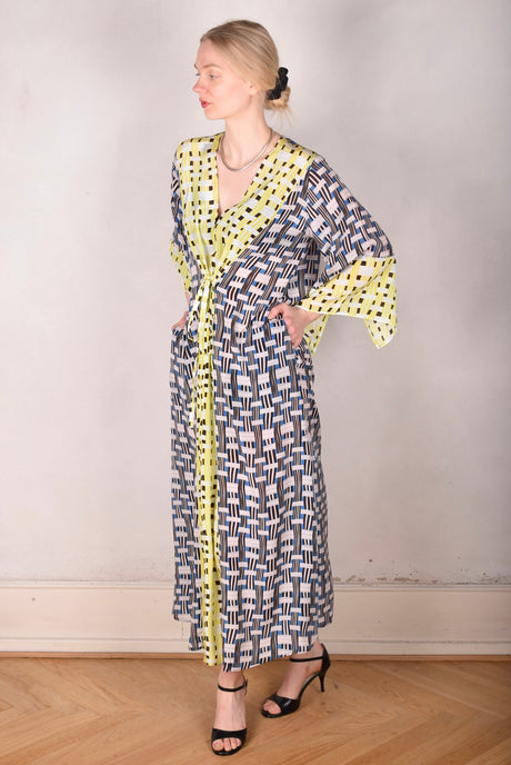 So-Long-cdc. Maxi tunic-caftan style dress in 100% silk. "Blasket/Yasket" combination. - Tone Barker Silk