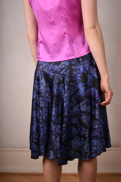 Tango, skirt in stretch silk satin, 95%silk/5% elastane. Print "Coral Reef"