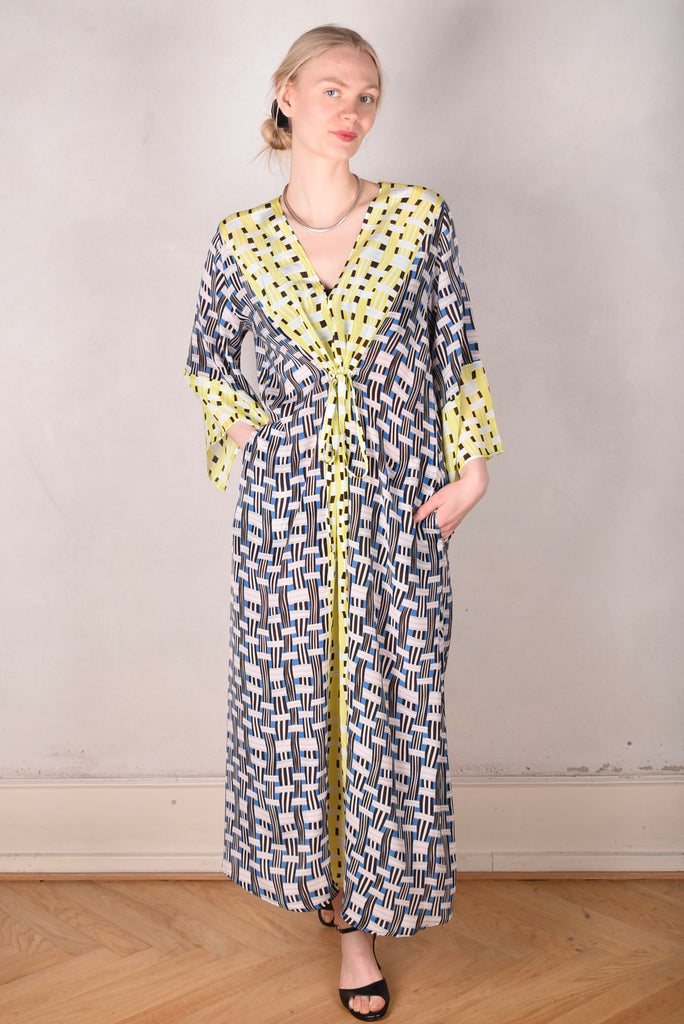 So-Long-cdc. Maxi tunic-caftan style dress in 100% silk. "Blasket/Yasket" combination. - Tone Barker Silk
