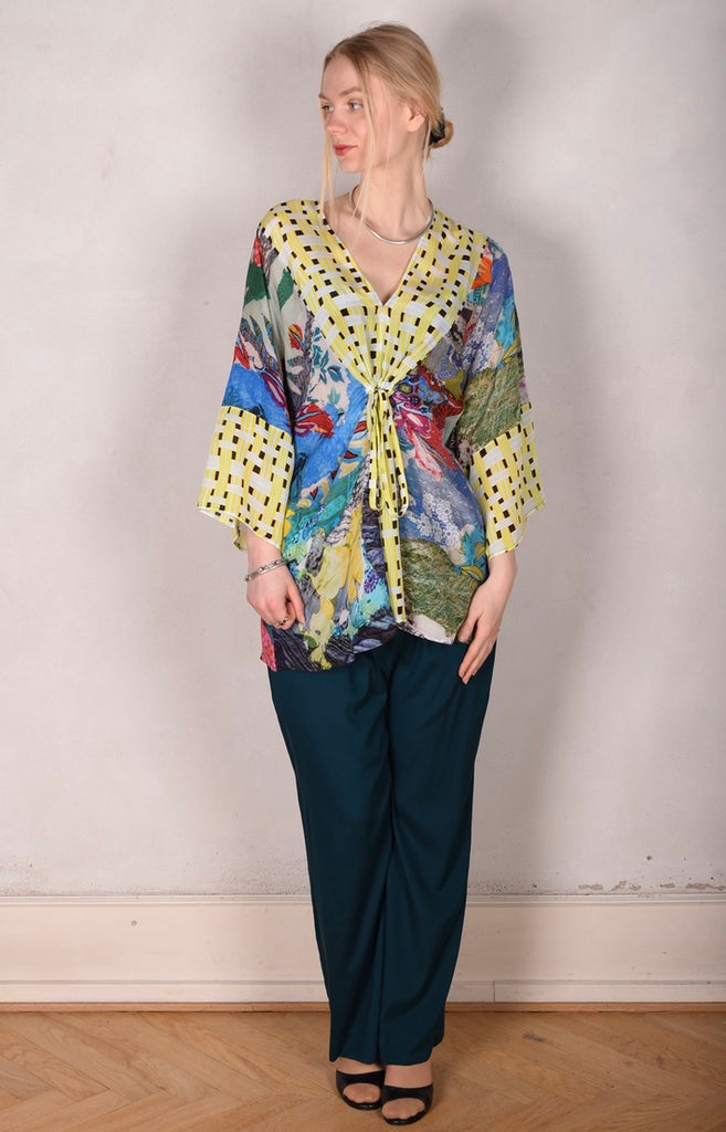Suleima-cdc. Tunic top w. pockets and Kimono-sleeves. "Giadams/Yasket" combination. - Tone Barker Silk