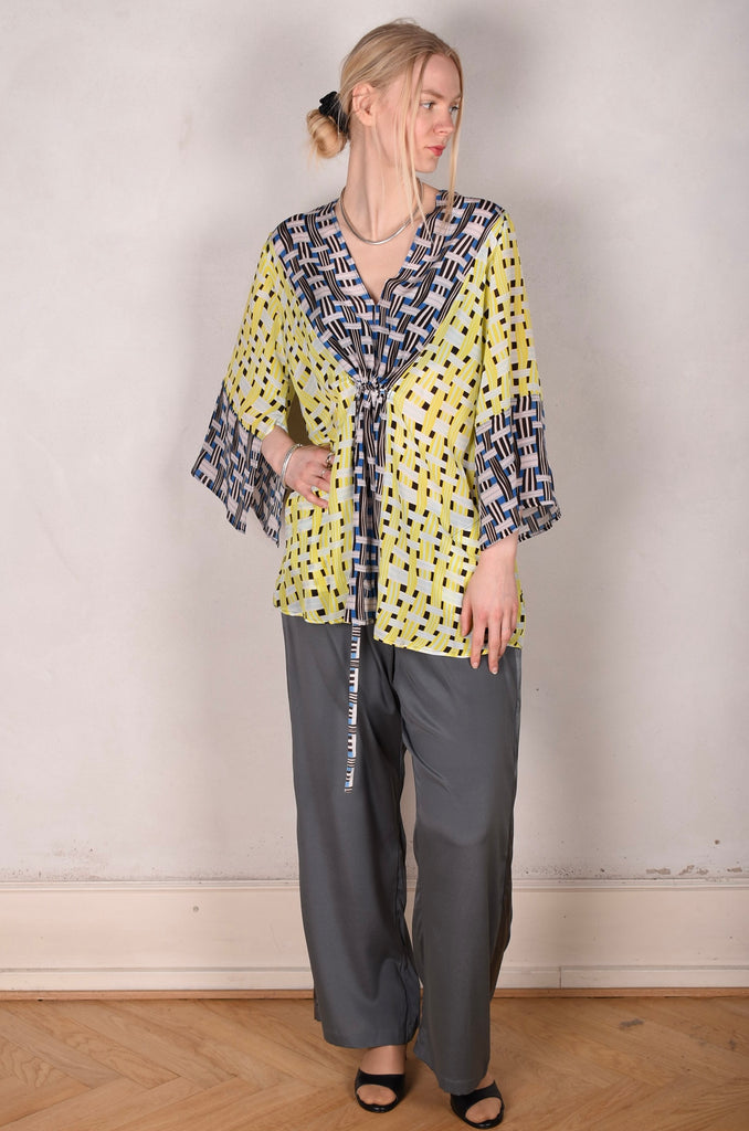 Suleima-cdc. Tunic top w. pockets and Kimono-sleeves. "Blasket/Yasket "combination. - Tone Barker Silk