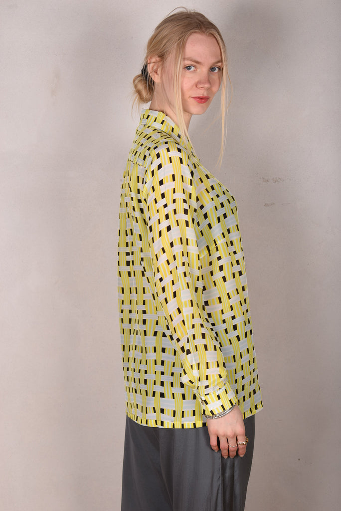 Tamie-crepe. 100% Silk crepe shirt. Print "Yasket" - Tone Barker Silk
