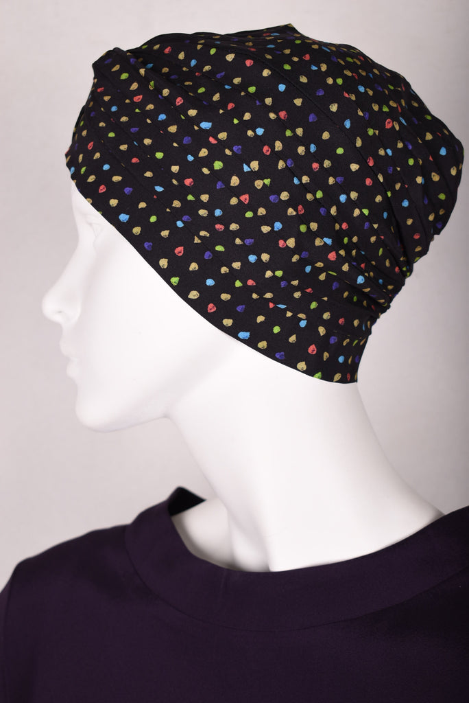 Turban in stretch silk (95%silk-5%elastane) print "Blears" - Tone Barker Silk