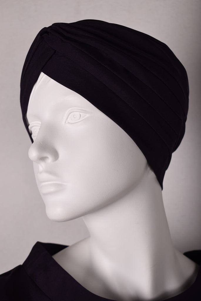 Turban in stretch silk (95%silk-5%elastane) "Night Purple" - Tone Barker Silk