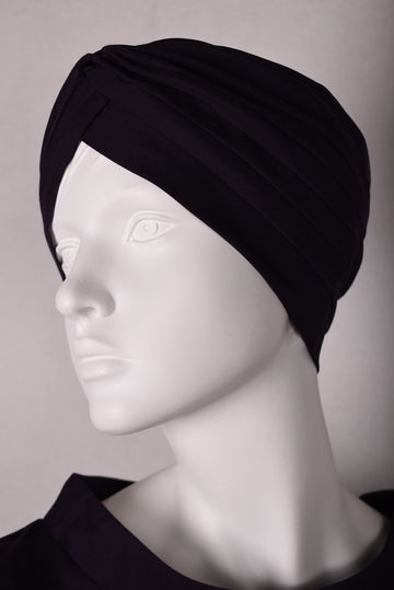 Turban in stretch silk (95%silk-5%elastane) "Night Purple" - Tone Barker Silk