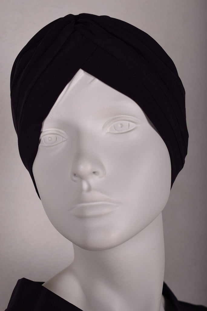 Turban in stretch silk (95%silk-5%elastane) "Night Purple" - Tone Barker Silk