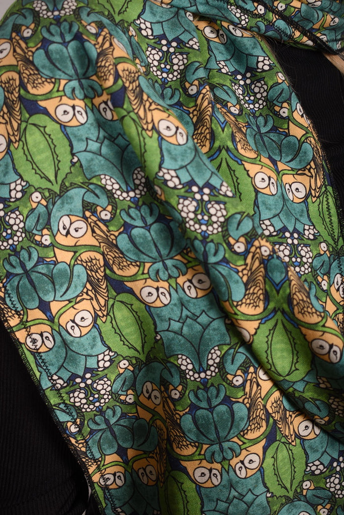 Noil silk/viscose mix double scarf (two layers) 33 x 160 cm with print "Nowlie" - Tone Barker Silk