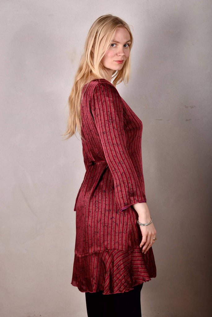 Reversible Silk dress "Ann-Line" Print combination "Renim/Ripe" - Tone Barker Silk