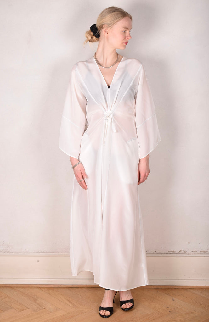 So-Long-cdc. Maxi tunic-caftan style dress in 100% silk. "Off-white" - Tone Barker Silk